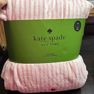 Kate Spade Pink Striped Plush Blanket